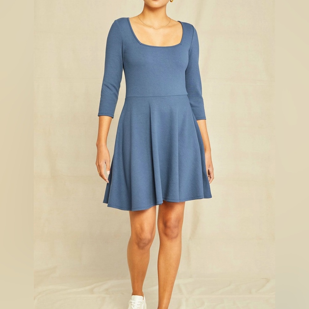 Amour Vert Lennox Ponte Twill Dress In Azure Blue Medium